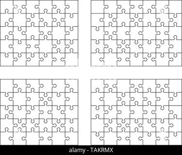 Vector Illustration von vier unterschiedlichen weißen Rätsel, separate Stücke Stockfoto