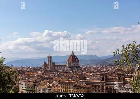 Blick über Florenz, die wichtigsten Sehenswürdigkeiten Stockfoto