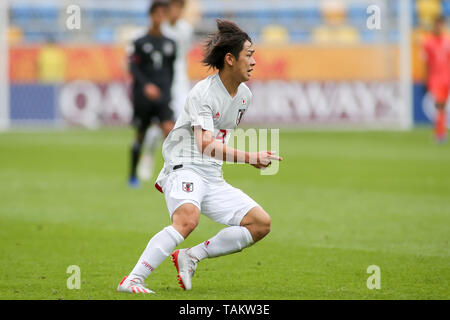 Gdynia Stadion, Gdynia, Polen - 26. Mai, 2019: Koki Saito aus Japan in Aktion während der FIFA U-20-Weltmeisterschaft zwischen Mexiko und Japan (Gruppe B) in Gdynia gesehen. (Endstand; Mexiko 0:3 Japan) Stockfoto