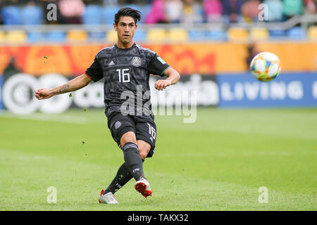 Gdynia Stadion, Gdynia, Polen - 26. Mai, 2019: Roberto Meraz aus Mexiko in Aktion während der FIFA U-20-Weltmeisterschaft zwischen Mexiko und Japan (Gruppe B) in Gdynia gesehen. (Endstand; Mexiko 0:3 Japan) Stockfoto