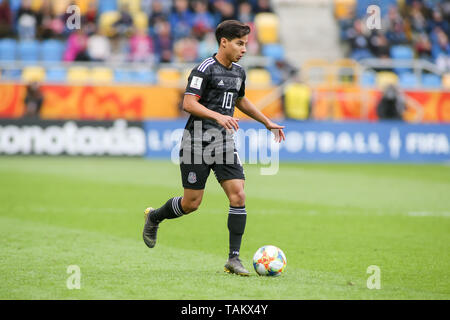 Gdynia Stadion, Gdynia, Polen - 26. Mai, 2019: Diego Lainez aus Mexiko in Aktion während der FIFA U-20-Weltmeisterschaft zwischen Mexiko und Japan (Gruppe B) in Gdynia gesehen. (Endstand; Mexiko 0:3 Japan) Stockfoto