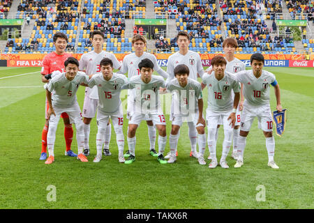 Gdynia Stadion, Gdynia, Polen - 26. Mai, 2019: National Team aus Japan während Gruppenfoto vor der FIFA U-20-Weltmeisterschaft zwischen Mexiko und Japan (Gruppe B) in Gdynia gesehen. (Endstand; Mexiko 0:3 Japan) Stockfoto