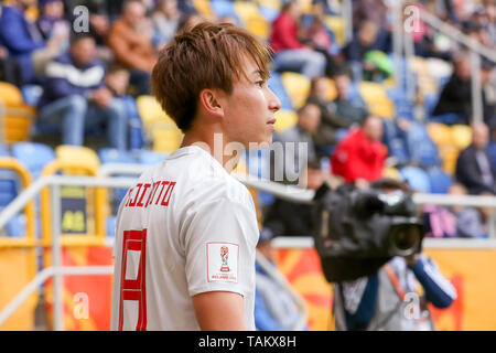 Gdynia Stadion, Gdynia, Polen - 26. Mai, 2019: Kanya Fujimoto aus Japan in Aktion während der FIFA U-20-Weltmeisterschaft zwischen Mexiko und Japan (Gruppe B) in Gdynia gesehen. (Endstand; Mexiko 0:3 Japan) Stockfoto