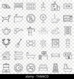 Dusche Symbole gesetzt, outline Style Stock Vektor