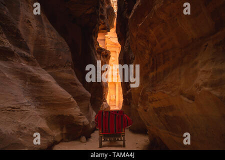 Th Siq, Haupteingang nach Petra in Jordanien Stockfoto