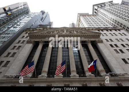 Außen an der New Yorker Börse an der Wall Street - Financial District, Manhattan - New York City Stockfoto
