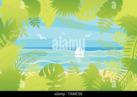 Sommer Landschaft Vector Illustration im flachen Stil Stock Vektor