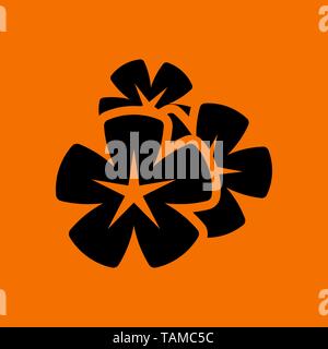 Frangipani Blume Symbol. Schwarz auf Orange Hintergrund. Vector Illustration. Stock Vektor