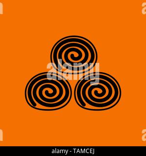 Stoffhandtuchrollen Symbol. Schwarz auf Orange Hintergrund. Vector Illustration. Stock Vektor