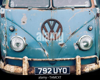 Classic 1950er VW T1 Transporter Vorderansicht. Stockfoto