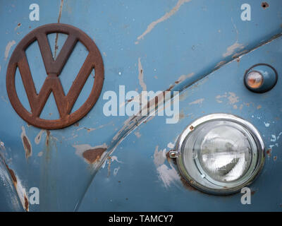 Classic 1950er VW T1 Transporter Vorderansicht. Stockfoto