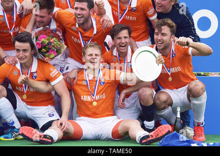 Bloemendaal, Niederlande. 26 Mai, 2019. Bloemendaal, während der Premier League hockey Playoffs finale Bloemendaal vs Kampong Credit: Pro Schüsse/Alamy leben Nachrichten Stockfoto