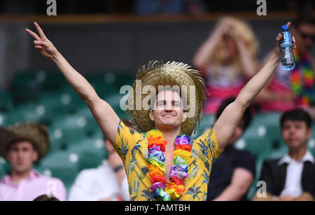 Twickenham, London, UK. 25 Mai, 2019. HSBC World Rugby Sevens Serie; England fan jubelt seinem Team Credit: Aktion plus Sport/Alamy leben Nachrichten Stockfoto