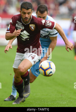 26. Mai 2019, Stadio Olimpico Grande Torino, Turin, Italien; Serie A Fußball, Torino gegen Lazio; Iago Falque von Torino FC auf der Kugel Stockfoto