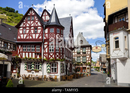 Das alte Haus, Fachwerkhaus in Bacharach, Unesco Welterbe Oberes Mittelrheintal, Rheinland-Pfalz, Deutschland Stockfoto