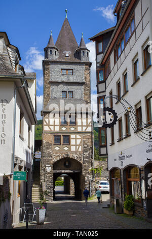 Markt tor (markttor), alte Fachwerkstadt Tor, Bacharach, Unesco Welterbe Oberes Mittelrheintal, Rheinland-Pfalz, Deutschland Stockfoto