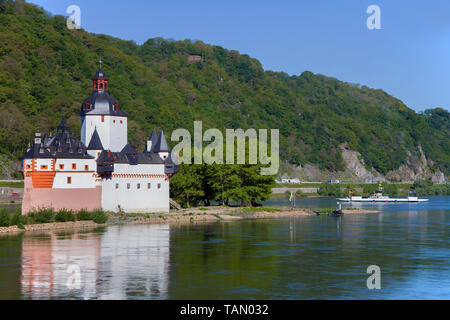 Pfalzgrafenstein im Rhein Insel Falkenau, Kaub, Unesco Welterbe Oberes Mittelrheintal, Rheinland-Pfalz, Deutschland Stockfoto