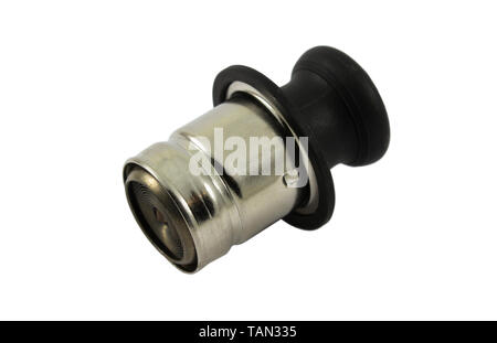 Zigarettenanzünder im Auto auf weißem Hintergrund Stockfoto