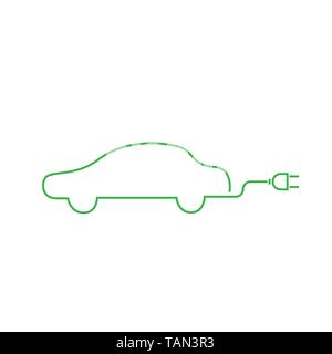 Umrisse Elektroauto dünne Linie Symbol. Vector Illustration Stock Vektor