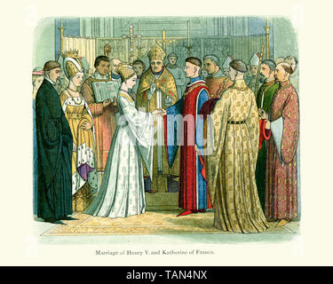 Königliche Hochzeit von König Heinrich V. von England und Prinzessin Katharina von Frankreich am 2. Juni 1420 Stockfoto