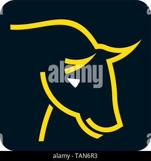Vektor illsutration der tapferen Stierkopf Symbol in Gelb und Schwarz. Stock Vektor