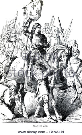 Jeanne d'Arc, 1412 - 1431, "Die Jungfrau von Orléans", ist eine Heldin in Frankreich für ihre Rolle während des Hundertjährigen Kriegs Stockfoto