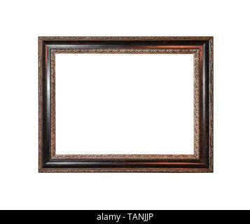 Vintage Holz Bilderrahmen auf einem weißen Hintergrund. Stockfoto