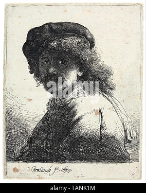 Rembrandt van Rijn, Selbstbildnis, Radierung, 1633 Stockfoto