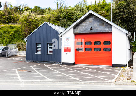 Devon & Somerset Fire & Rescue Service, Salcombe, Devon, UK, England, Feuerwache, Feuerwache, Salcombe Gemeinschaft Feuerwache, Gebäude, Zeichen, Stockfoto