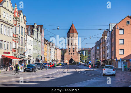 AUGSBURG, Bayern, Deutschland - ca. Oktober 2018: Jakobertor von Augsburg in Bayern, Deutschland Stockfoto
