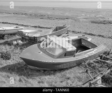 Alte Boote am Strand in Lytham. Stockfoto