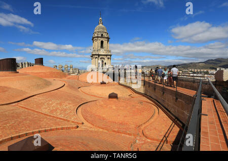 Geführte Tour auf der Dachterrasse oder Kuppeln der Kathedrale der Heiligen Inkarnation von Malaga, in der Innenstadt, in Spanien, Europa Stockfoto