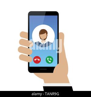 Anrufende Person mit Smartphone avatar auf weißem Hintergrund Vektor-illustration EPS 10 isoliert Stock Vektor