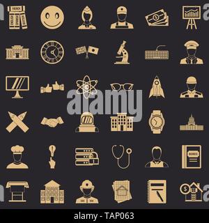 Atom Symbole gesetzt, einfachen Stil Stock Vektor