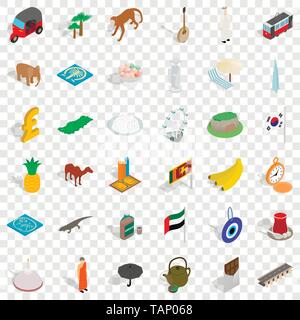 Tourismus Symbole gesetzt, isometrische Stil Stock Vektor