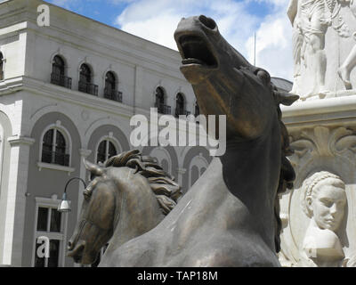 Skulpturen von Pferden in Skopje, Mazedonien Stockfoto