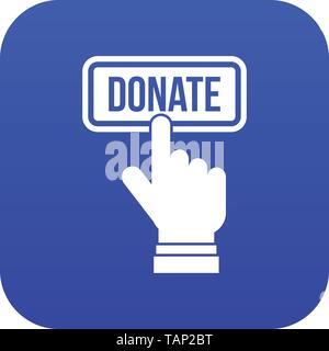 Hand drückt die Taste Symbol digital Blau zu spenden Stock Vektor