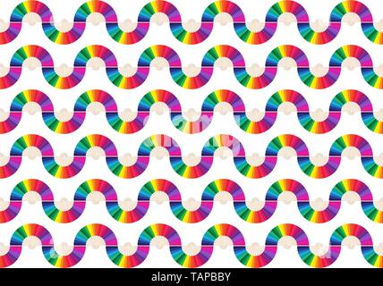 Geometrische Muster mit bunten handheld Figuren. Rainbow Geometrische nahtlose Textur Vektor illustration Stock Vektor