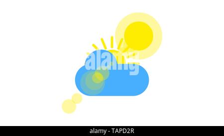 Sonniges Wetter zeichen Symbol auf weißem Hintergrund. Gelbe Sonne Abbildung Stock Vektor