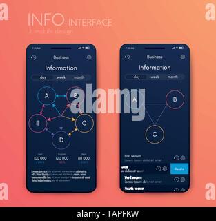 Vektorgrafiken mobile Infografiken mit drei und fünf Optionen. Vorlage für die Erstellung von mobilen Anwendungen, Workflow Layout, Schaltplan, Banner, Web Stock Vektor