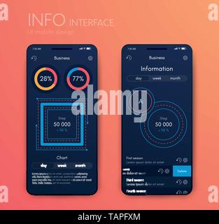 Vektorgrafiken mobile Infografiken mit zwei und Optionen. Vorlage für die Erstellung von mobilen Anwendungen, Workflow Layout, Schaltplan, Banner, Web Design Stock Vektor