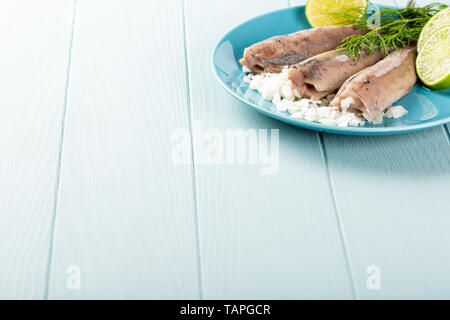 Traditionelle holländische Küche Hering Fisch Stockfoto