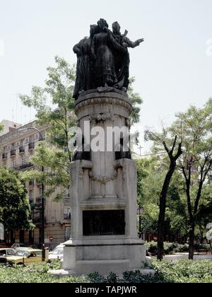 MONUMENTO A LOS SAINETEROS Y CHISPEROS MADRILEÑOS - 1913. Autor: LORENZO COULLAUT VALERA. Lage: an der Außenseite. Spanien. Stockfoto