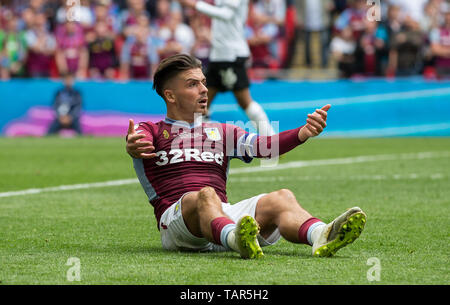 London, Großbritannien. 27. Mai, 2019. Jack Grealish von Aston Villa während der Sky Bet Meisterschaft Play-Off Finale zwischen Aston Villa und Derby County im Wembley Stadion, London, England am 27. Mai 2019. Foto von Andy Rowland. Credit: PRiME Media Images/Alamy leben Nachrichten Stockfoto