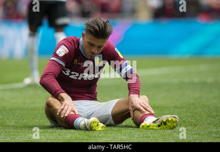 London, Großbritannien. 27. Mai, 2019. Jack Grealish von Aston Villa während der Sky Bet Meisterschaft Play-Off Finale zwischen Aston Villa und Derby County im Wembley Stadion, London, England am 27. Mai 2019. Foto von Andy Rowland. Credit: PRiME Media Images/Alamy leben Nachrichten Stockfoto