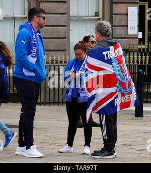 Wirral, Großbritannien, 27. Mai 2019 Tranmere Rovers Homecoming Feiern im Birkenhead Rathaus zu den Mannschaften, die den Aufstieg in Liga 1 Credit Ian Fairbrother/Alamy Stockfotos feiern Stockfoto