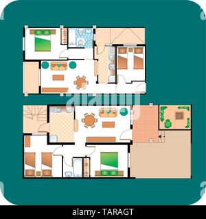 Planen für eine modernes Wohnhaus Immobilien, Gebäude, Bau. Vector Illustration.eps 10. Stock Vektor