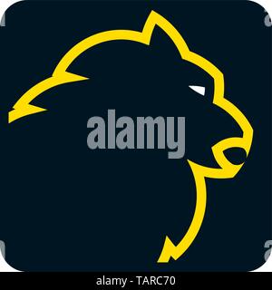 Lion's Head icon Template Design in Schwarz und Gelb. Vector Illustration.eps 10. Stock Vektor