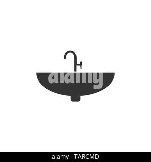 Waschbecken Symbol. Vector Illustration flach Stock Vektor