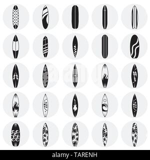 Surfboard Symbole auf Kreise Hintergrund für Grafik- und Webdesign. Einfachen Vektor unterzeichnen. Internet Konzept Symbol für Website Taste oder mobile App. Stock Vektor